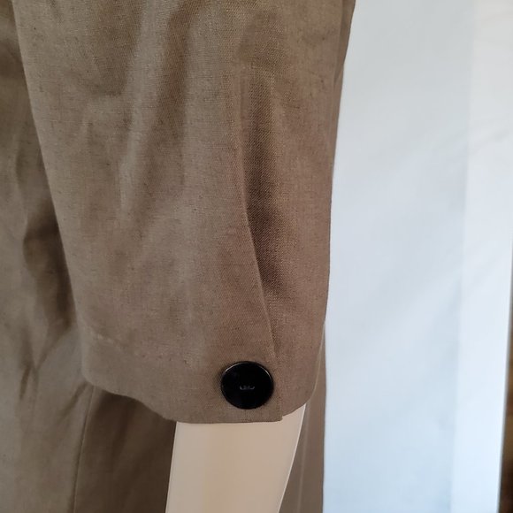 Vintage Midi Sheath Dress Women's 8 Button Front 40's Style V Neck Shoulder Pad - Picture 8 of 12